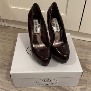 Steve Madden Women's Russhh Heels Wine Patent Burgundy 5